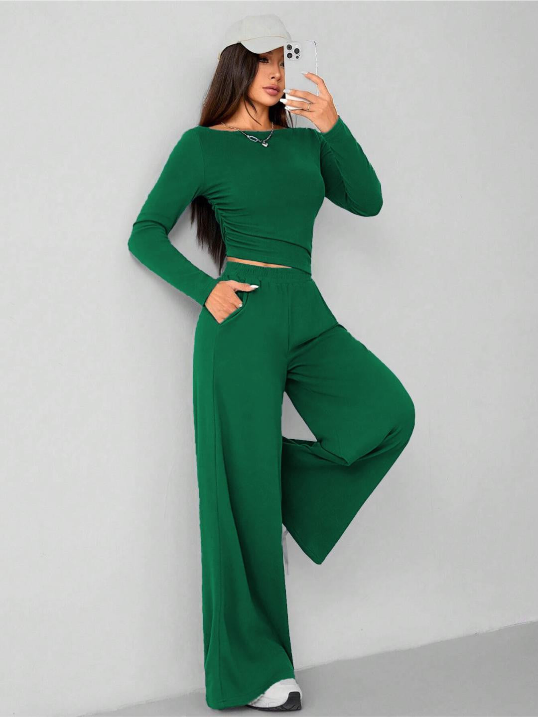 KOTTY Women Two Piece Dress Green Maxi/Full Length Dress 
