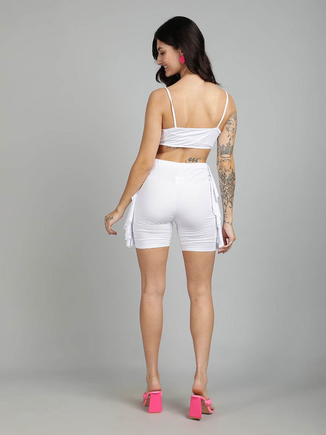 KOTTY Women Two Piece Dress White Above Knee/Mid Thigh Length Dress 