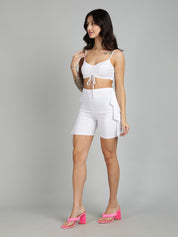KOTTY Women Two Piece Dress White Above Knee/Mid Thigh Length Dress 