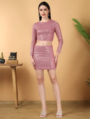 KOTTY Women Two Piece Dress Pink Above Knee/Mid Thigh Length Dress 