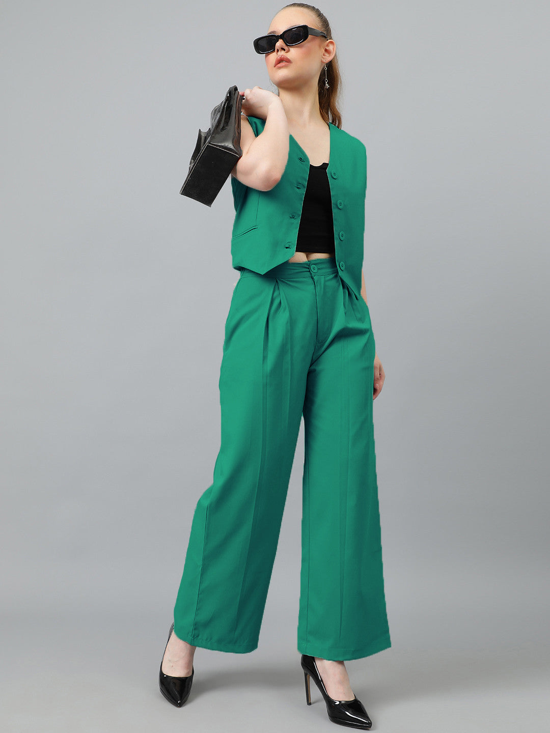 KOTTY Women Two Piece Dress Green Maxi/Full Length Dress 