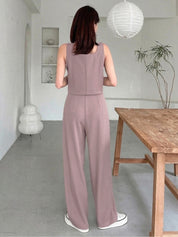 Dusty Pink Sleeveless Wide-Leg Co-ord Set