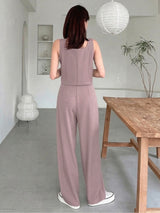 Dusty Pink Sleeveless Wide-Leg Co-ord Set