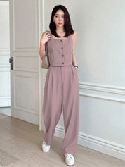 Dusty Pink Sleeveless Wide-Leg Co-ord Set