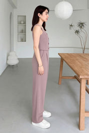 Dusty Pink Sleeveless Wide-Leg Co-ord Set