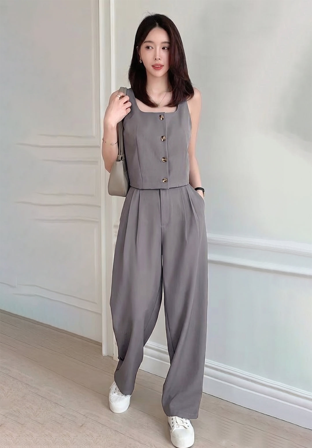 KOTTY Women Grey Co-ord Set Waistcoat Trousers