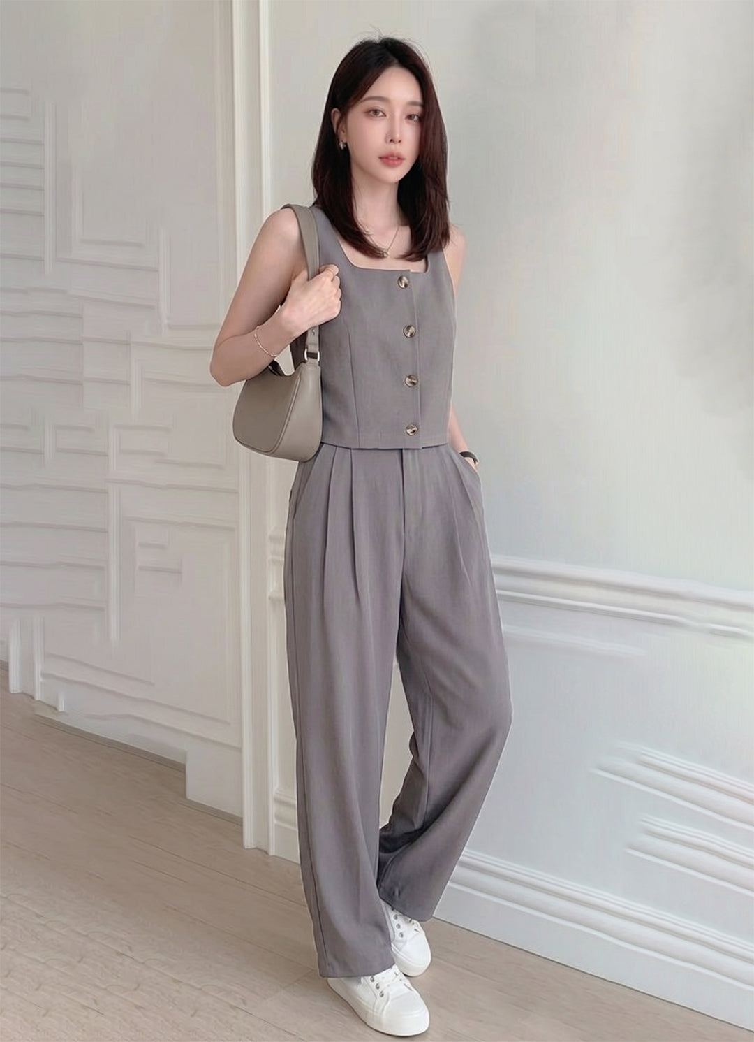 KOTTY Women Grey Co-ord Set Waistcoat Trousers