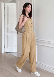 KOTTY Women Beige Co-ord Set Waistcoat Trousers