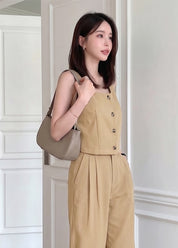 KOTTY Women Beige Co-ord Set Waistcoat Trousers