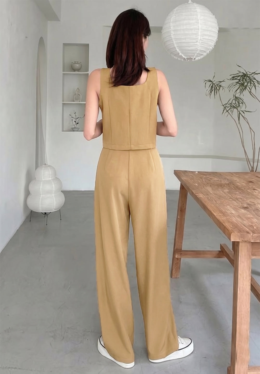 KOTTY Women Beige Co-ord Set Waistcoat Trousers