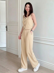 KOTTY Women Light Beige Co-ord Set Trousers