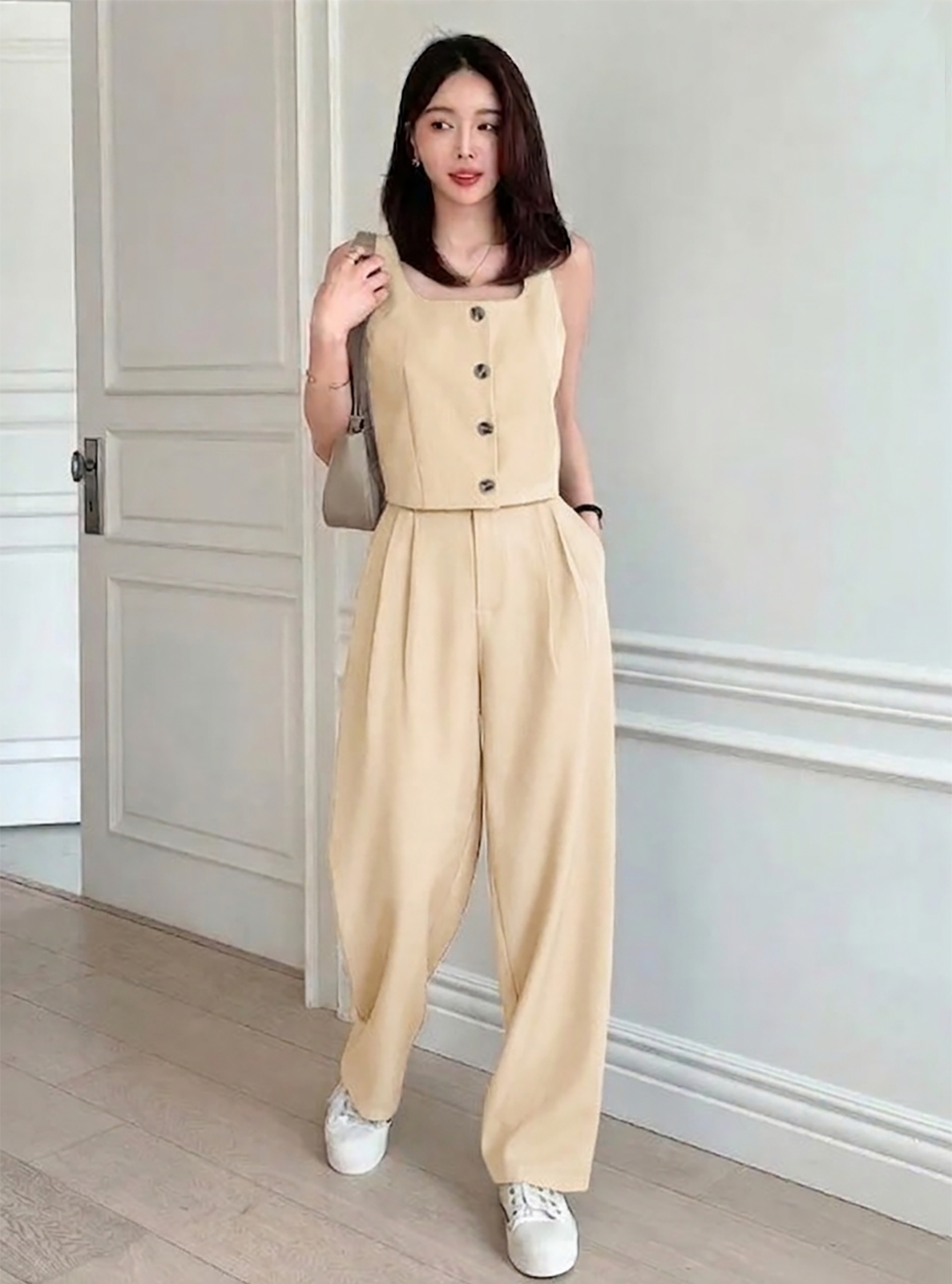 KOTTY Women Light Beige Co-ord Set Trousers