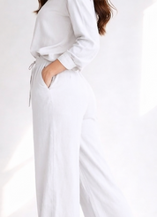 Women White Ribbed Top and Skirt Set