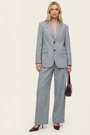 Women Grey Ribbed Top and Skirt Set