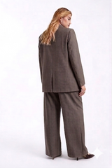 Women Dark Brown Ribbed  Co-ord Set