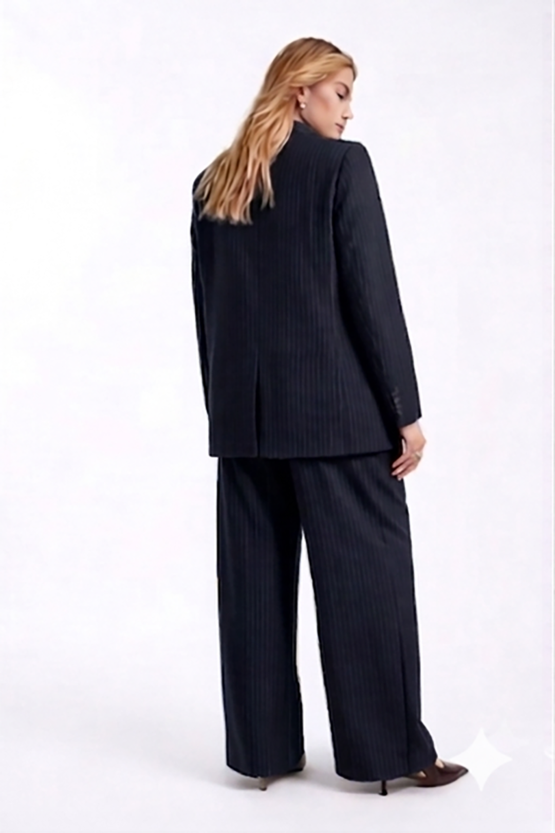 Women Navy Blue Ribbed Top and Bottom Set