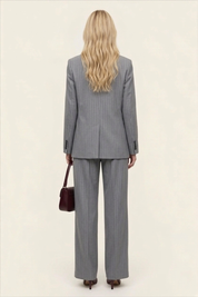 Women’s Dark Grey Pinstripe Blazer Trouser Suit Set