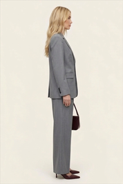 Women’s Dark Grey Pinstripe Blazer Trouser Suit Set