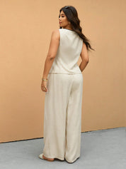 Women’s Plus Size Off White Wrap Pants Set