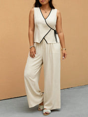 Women’s Plus Size Off White Wrap Pants Set