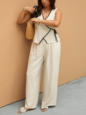 Women’s Plus Size Off White Wrap Pants Set