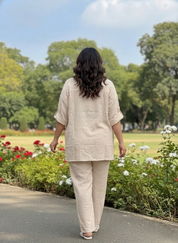 Beige Plus Size Linen Co Ord Set Women