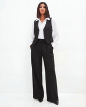 KOTTY Women Pinstripe Waistcoat Trousers Co-ord Set