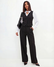 KOTTY Women Pinstripe Waistcoat Trousers Co-ord Set