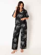 KOTTY Women Black Floral Print Co-ord Set