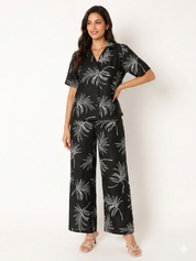 KOTTY Women Black Floral Print Co-ord Set