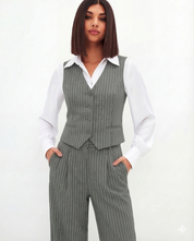 Grey Pinstripe Vest & Trouser Co-ord Set