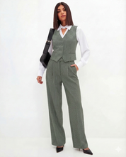 Grey Pinstripe Vest & Trouser Co-ord Set