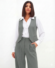 Grey Pinstripe Vest & Trouser Co-ord Set