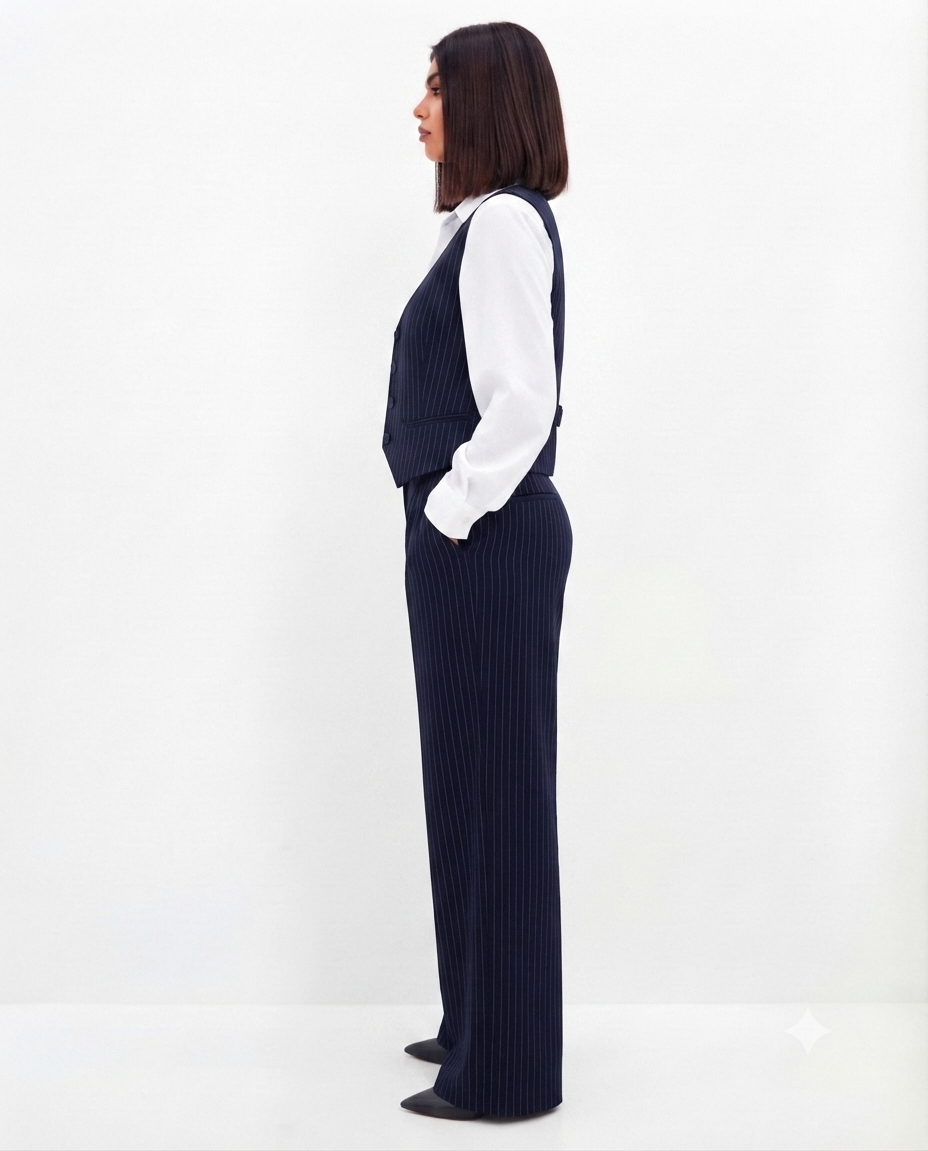 Blue Pinstripe Vest & Trouser Co-ord Set