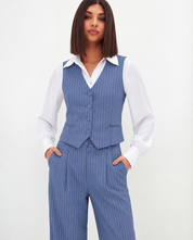 Blue Pinstripe Vest & Trouser Co-ord Set