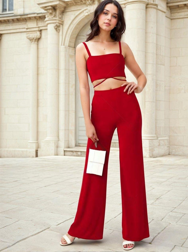 KOTTY Women Two Piece Dress Red Maxi/Full Length Dress 