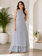 Kotty Blue white floral kurti set