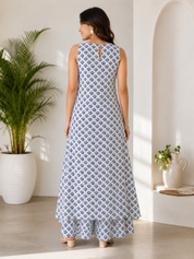 Kotty Blue white floral kurti set