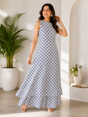 Kotty Blue white floral kurti set