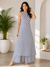 Kotty Blue white floral kurti set