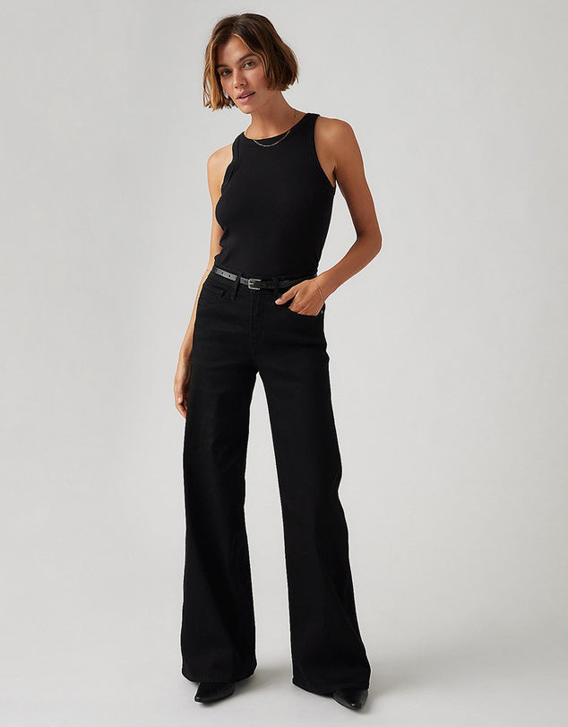 Women's Wide Leg Black Denim jeans