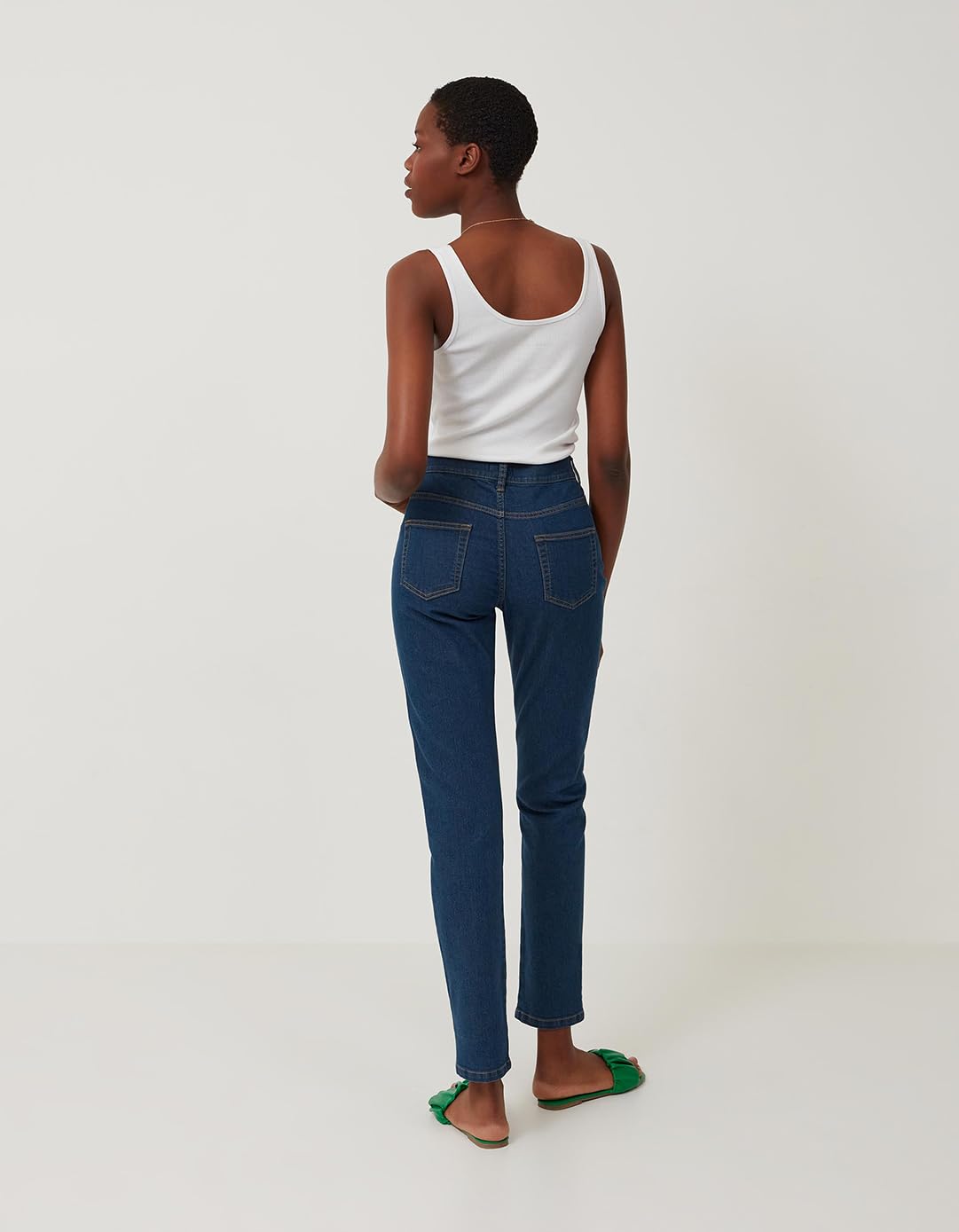 KOTTY Women High Rise Cotton Lycra Regular Length Straight fit Jet Black Solid Jeans
