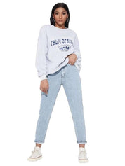 KOTTY Women High Rise Cotton Lycra Ankle Length Slim fit Light Blue Solid Jeans