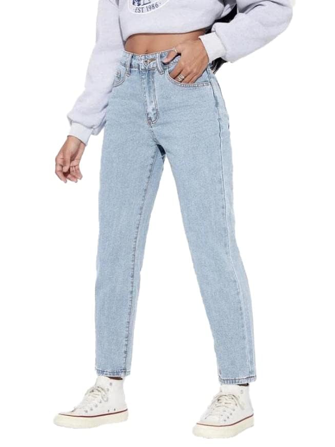 KOTTY Women High Rise Cotton Lycra Ankle Length Slim fit Light Blue Solid Jeans