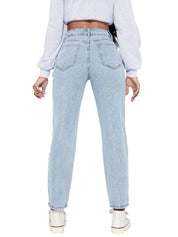 KOTTY Women High Rise Cotton Lycra Ankle Length Slim fit Light Blue Solid Jeans
