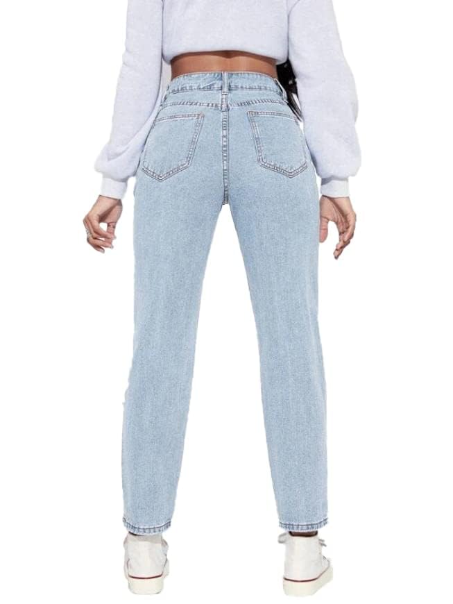KOTTY Women High Rise Cotton Lycra Ankle Length Slim fit Light Blue Solid Jeans