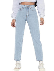 KOTTY Women High Rise Cotton Lycra Ankle Length Slim fit Light Blue Solid Jeans