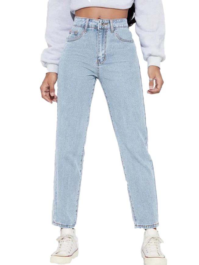 KOTTY Women High Rise Cotton Lycra Ankle Length Slim fit Light Blue Solid Jeans
