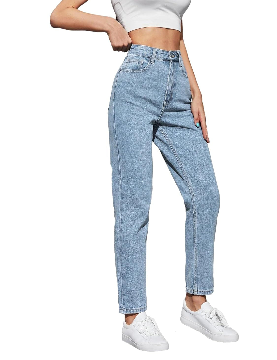 KOTTY Women High Rise Cotton Lycra Blend Ankle Length Jeans Sky Blue