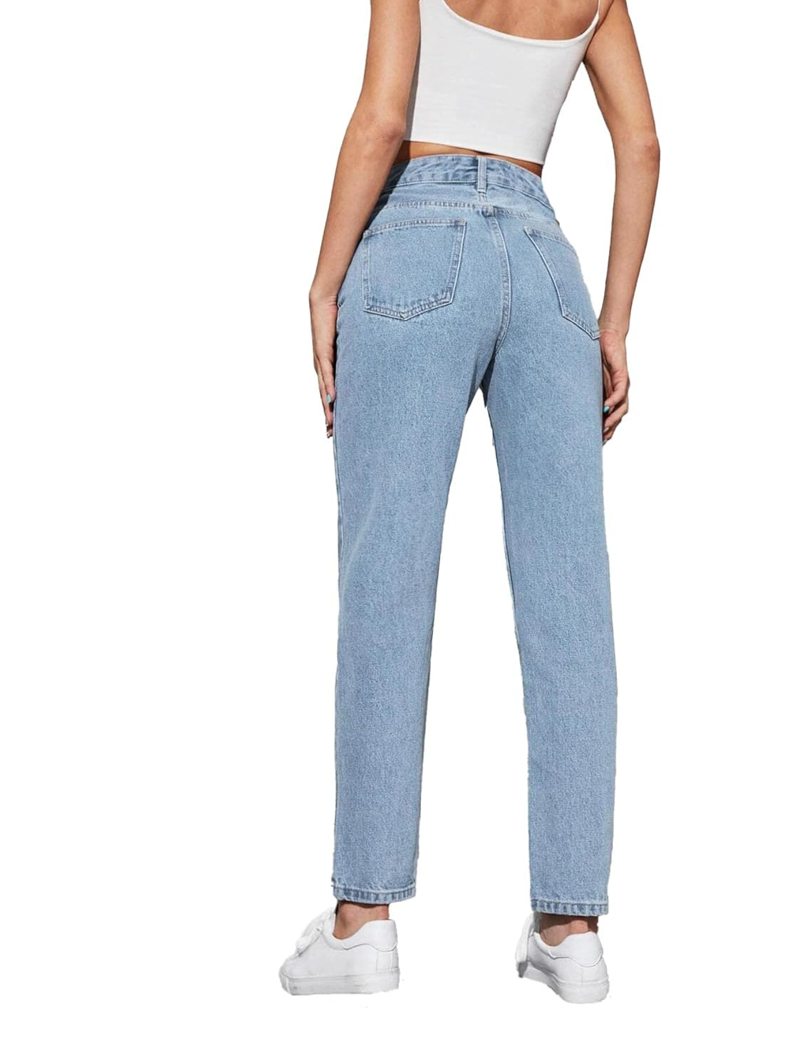 KOTTY Women High Rise Cotton Lycra Blend Ankle Length Jeans Sky Blue